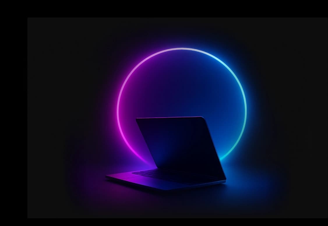 Laptop mockup showing hero section