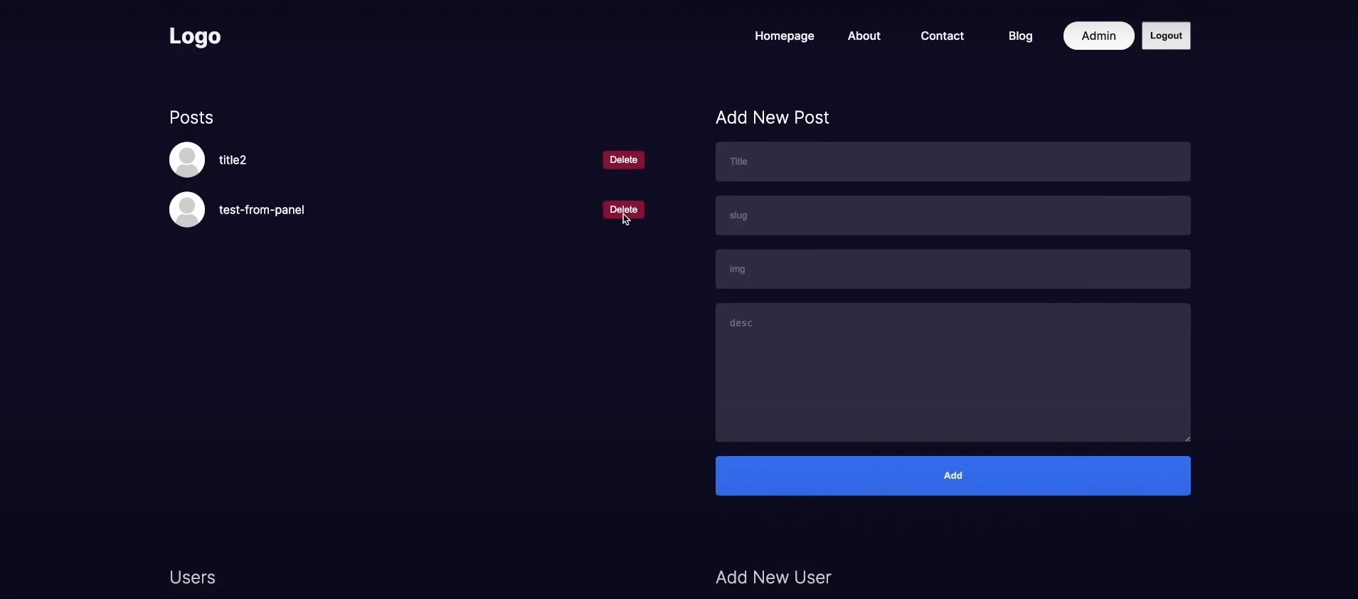 Preview of Lama Blog, a Web App project