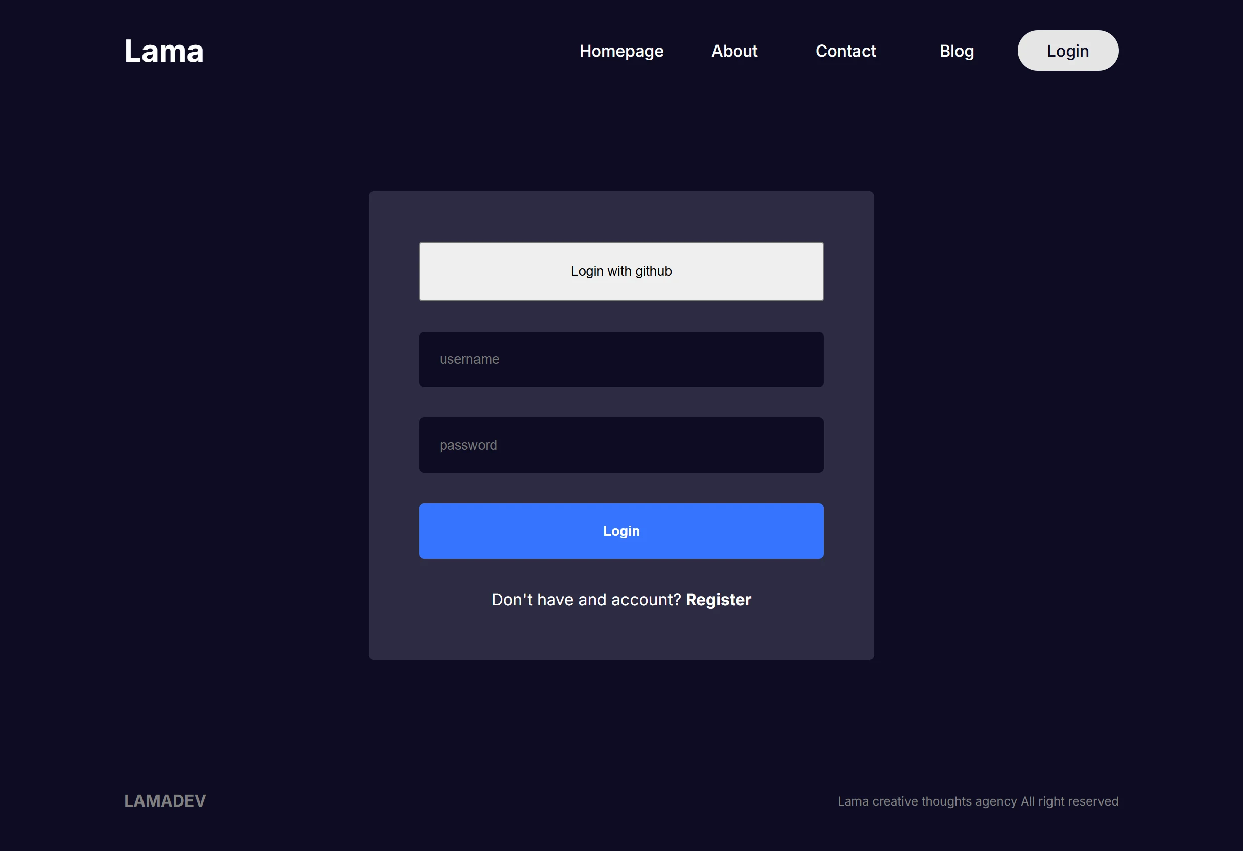 Preview of Lama Blog, a Web App project