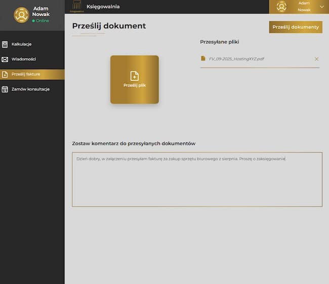 Preview of Księgowania, a Web App project