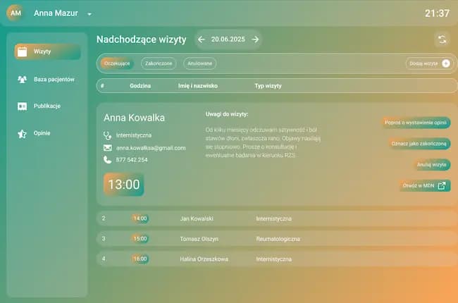 Preview of ReumaCare, a Web App project